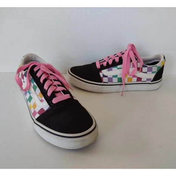 Rainbow Checkerboard Vans Old Skool Checkerboard Size Vans Shoes